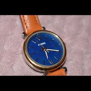 Fossil Carlie Mini Three-Hand Tan Leather Watch